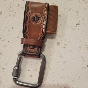 Tourbon Leather Tool Holster Knife Dangler Fire Starter Slot Holder Keyring Hold